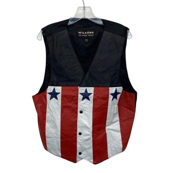 Vintage Wilsons Leather American Flag Vest - Size Large - New With Tags - Picture 1 of 6